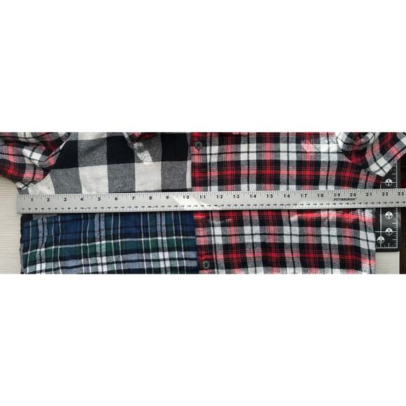 Zara Man Button Up Long Sleeved Elbow Patchwork Collared shirt plaid Men Size M - Picture 5 of 8